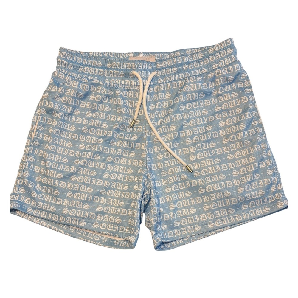 Squidhaus Shorts Men's Size Medium 4" Blue All Over Print Athletic Workout Gym